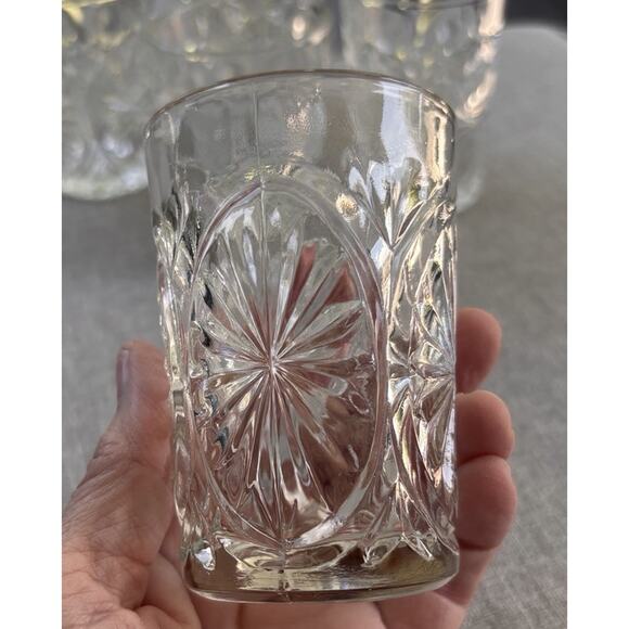 5 Vintage 3.5" Tumblers Antique Indiana Glass Oval Star Clear Juice Pressed - Picture 4 of 7